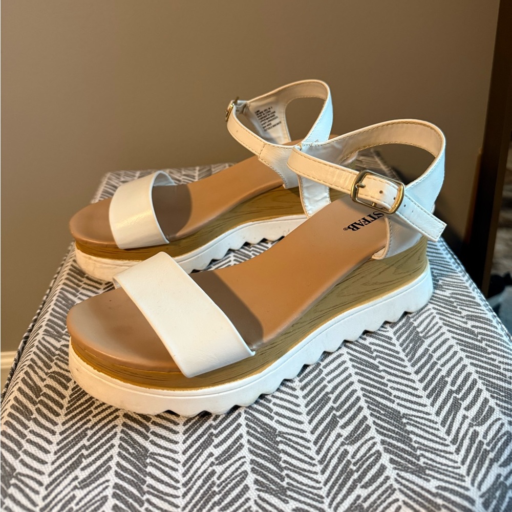 JustFab White Platform Sandals